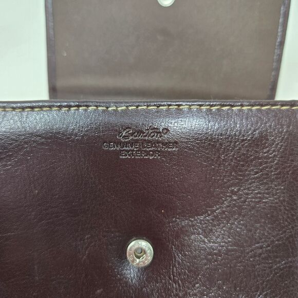 BUXTON Leather Trifold Kiss Lock Leather Wallet NOS Deep Chestnut Brown - Picture 4 of 11